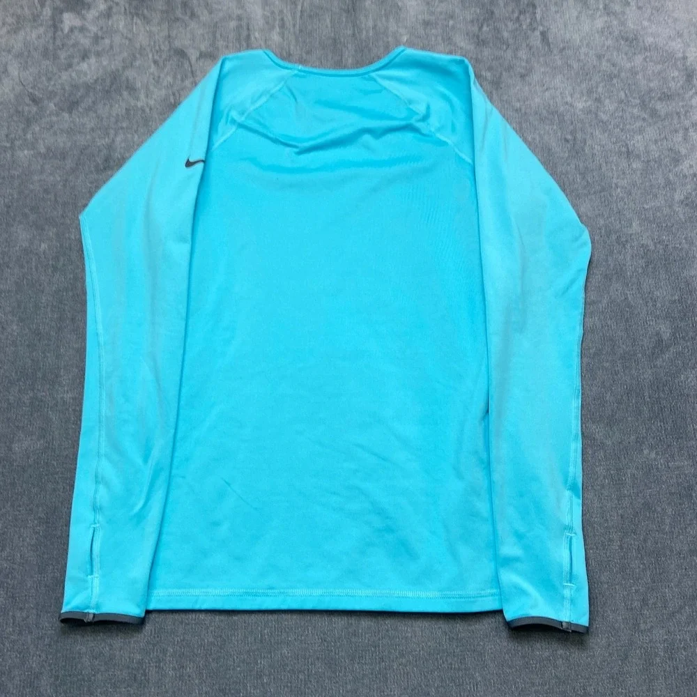 Nike Pro Dri Fit Training Shirt Mens Large Blue Swoosh Logo Raglan Sleeve Sports